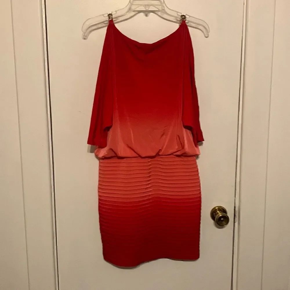 Cache EUC pink ombré cold shoulder dress Size 6